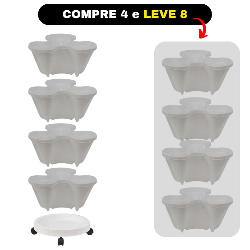 Kit com 8 Vasos Empilháveis para Jardim + Brindes - Jardimax