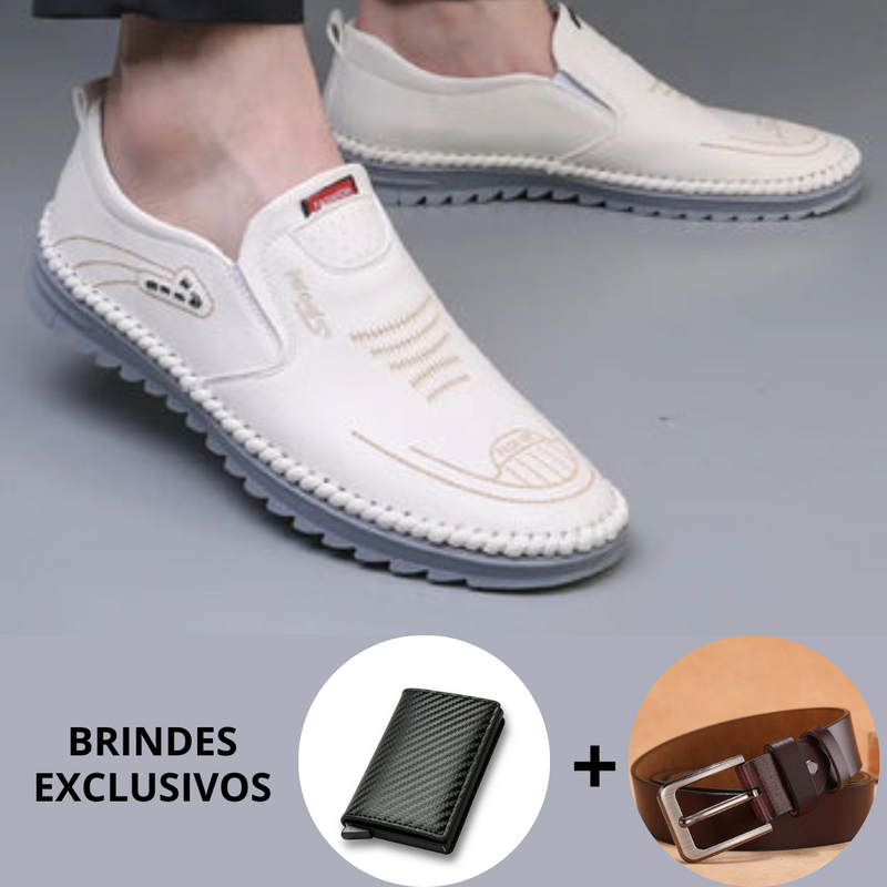 Mocassim de Couro Sport + Brinde - Castellani