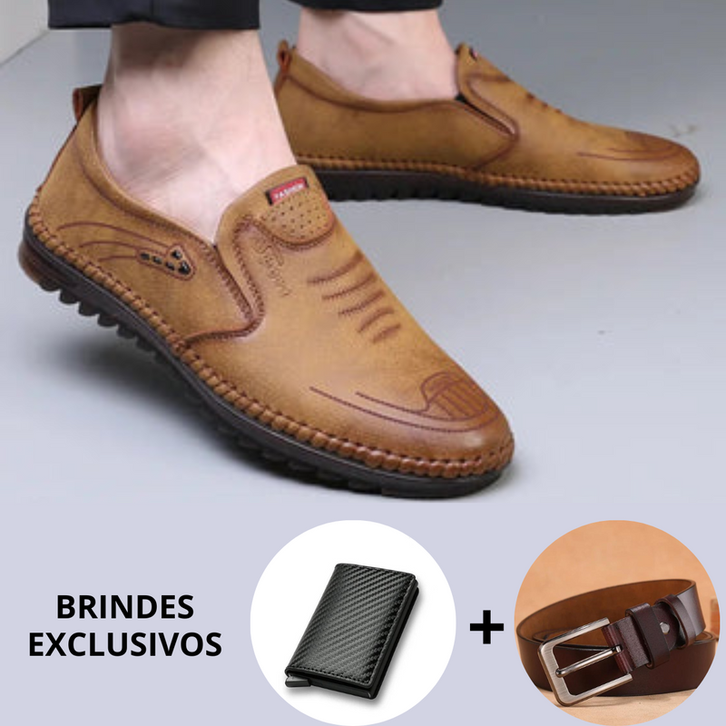 Mocassim de Couro Sport + Brinde - Castellani