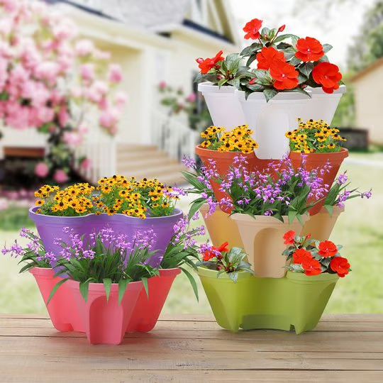 [Compre 6 Leve 8] Vasos Empilháveis para Jardim + Brindes